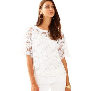 Lilly Pulitzer Royal Palm Knit Lace Top Small